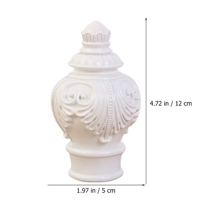 Set 10 capete pentru bara de perdea ZYBLSSBB LSM2xh938-BCS0085989-1, ceramica decorativa, alb, 10 x 12 x 5 cm