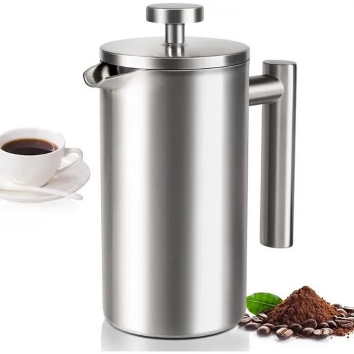 Presa pentru cafea French Press K0255-0810-CDCJ50240, inox, portabil, design mini, pentru camping
