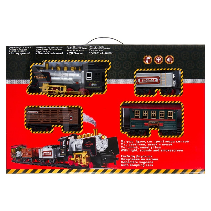 Set de joaca Soda Toys, Trenulet electric cu sunete, lumini si fum