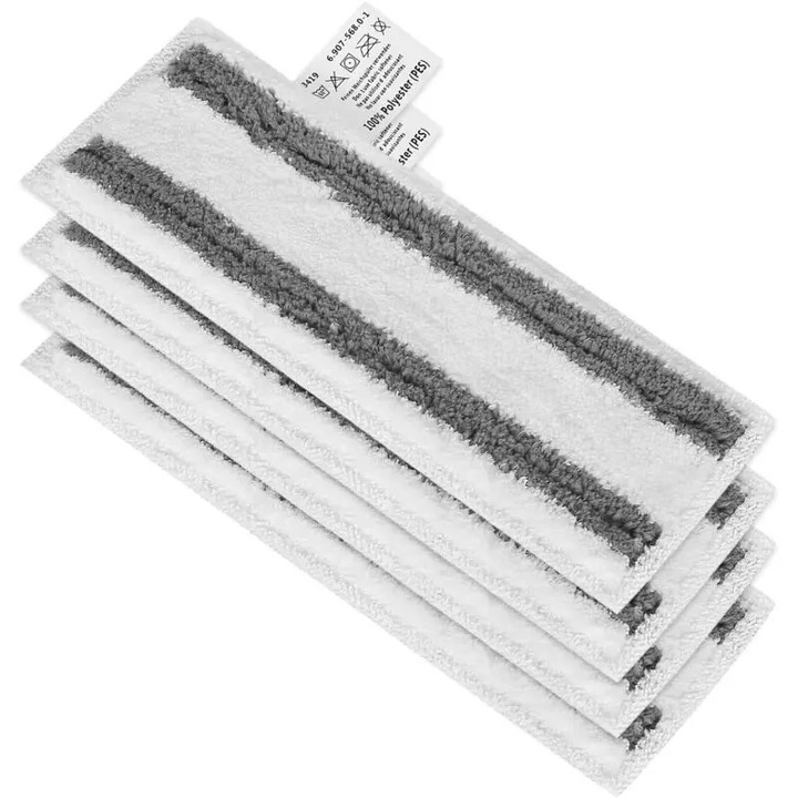 Lavete microfibra pentru mop cu aburi Karcher EasyFix SC2/SC3/SC4/SC5, alb/gri cu dungi, set 4 buc., K0255-0810-CDCJ53811
