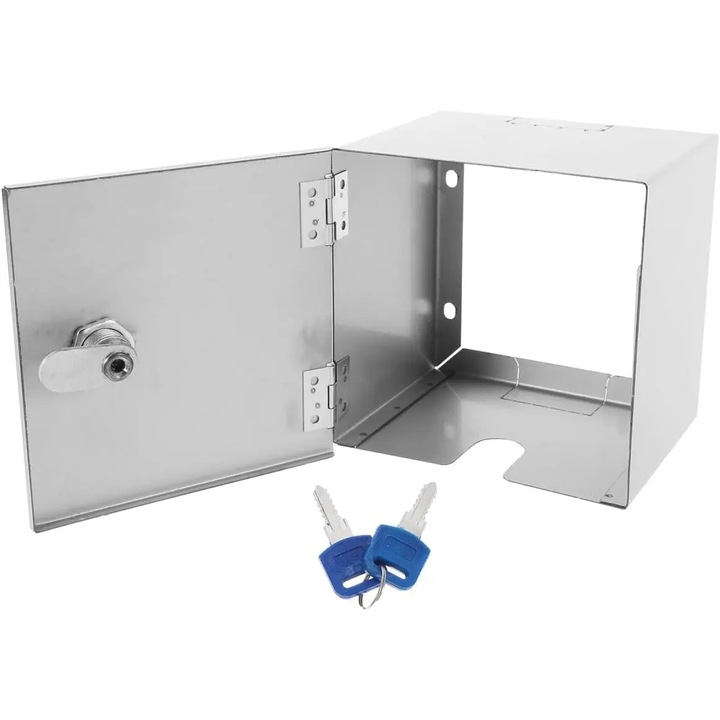 Capac protectie priza exterior K0255-0810-CDCJ56610, otel inoxidabil cu incuietoare si cheie, argintiu