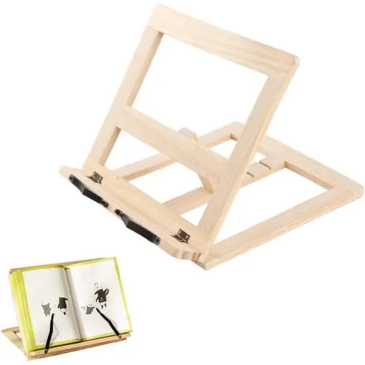 Stand pentru carte si laptop K0255-0810-CDCJ55269, pliabil, reglabil, din lemn, natural