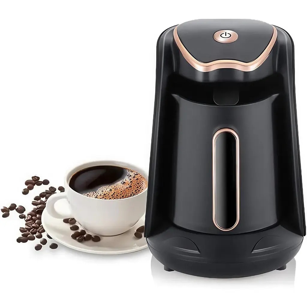 Ibric electric pentru cafea turceasca K0255-0810-CDCJ55858, 600 W, 300 ml, capacitate 4 cesti, anti-reflux, protectie anti-uscare, negru