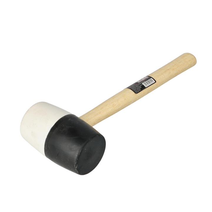 Ciocan cauciuc alb-negru cu maner din lemn 460gr Faster Tools