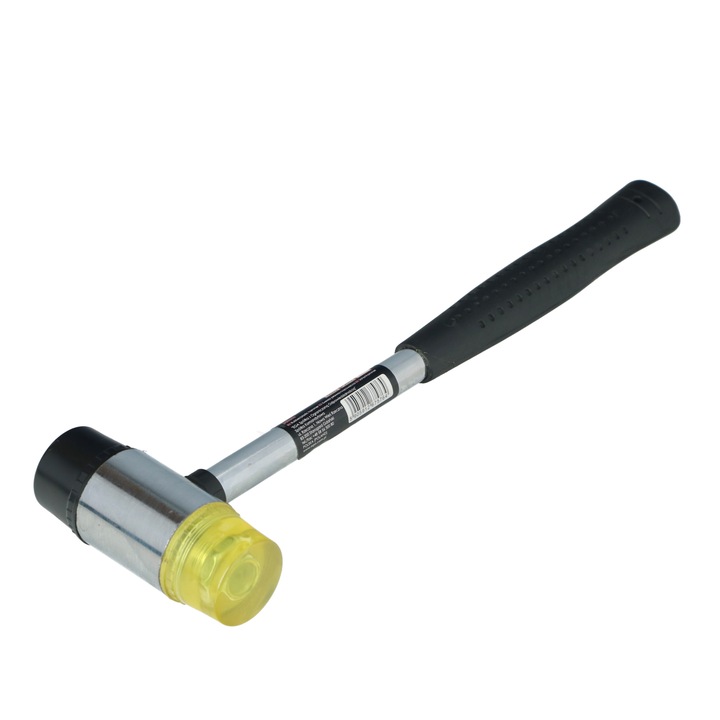 Ciocan cauciuc galben-negru cu maner metalic 370gr Faster Tools