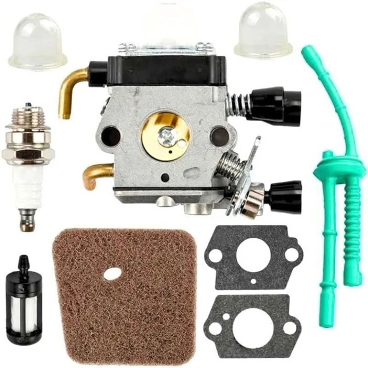 Kit carburator compatibil Stihl FS38/45/46/55/85/FC55, inlocuieste Zama C1Q-S66, include garnituri, filtru aer, bujie si furtun combustibil, k0312-0728-CD13324