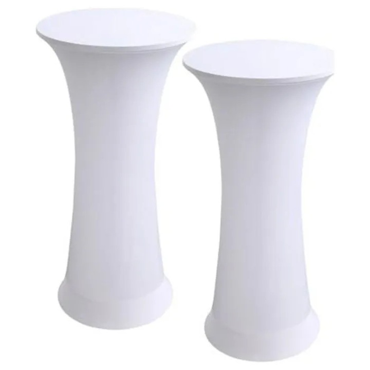 Rugalmas huzat magas kerek asztalra k0312-0805-CD16475, 2 db-os szett, O 60–65 cm, fehér