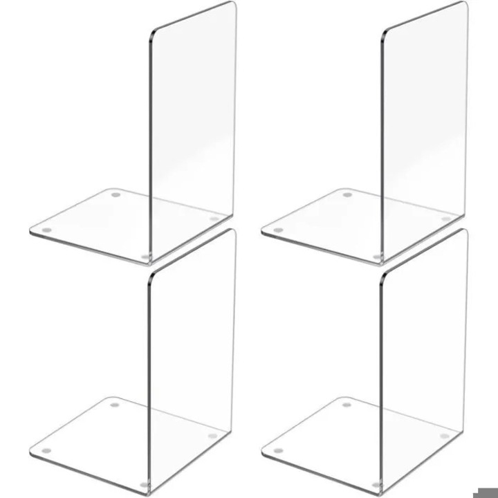 Set de 4 suporturi pentru carti din acril, transparente, pentru carti/CD-uri/dosare, k0312-0805-CD19814