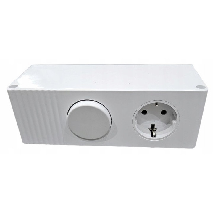 Priza Mobilier KOMBIBOX 2 NC-B4 Alba cu Intrerupator