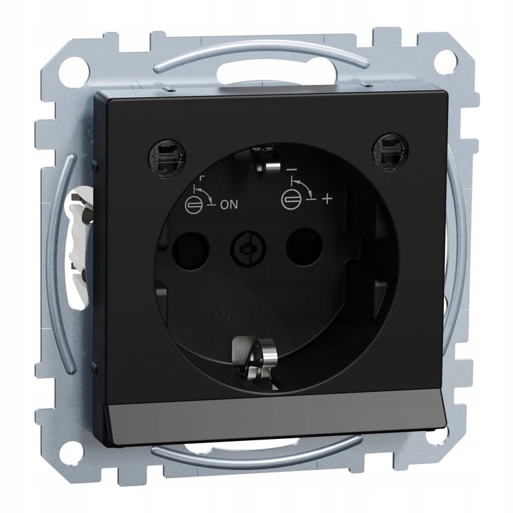 Priza Schuko Merten MEG2304-0403, LED, Negru Mat, Sistem M