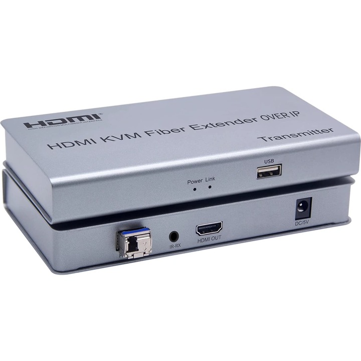KVM HDMI hosszabbító optikai kábelen keresztül, 20km, USB 2.0, LC/SC