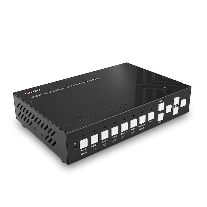 LINDY 32330 KVM kapcsoló, 5 portos, Multiview HDMI/USB-C