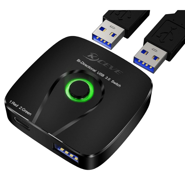USB 3.0 kapcsoló 2 PC-hez, billentyűzet, egér, nyomtató megosztása