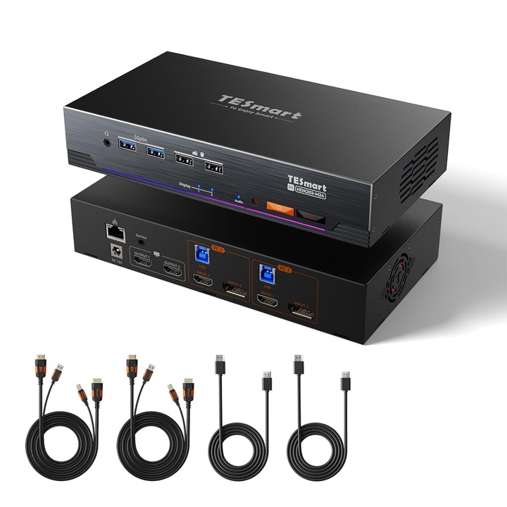 KVM Kapcsoló Kétmonitoros 8K 60Hz DisplayPort HDMI USB 3.0