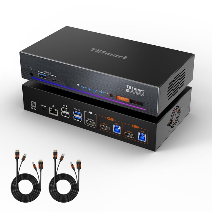 TESmart HKS201 KVM kapcsoló 8K@60Hz HDMI 2.1, 2 PC 1 Monitor