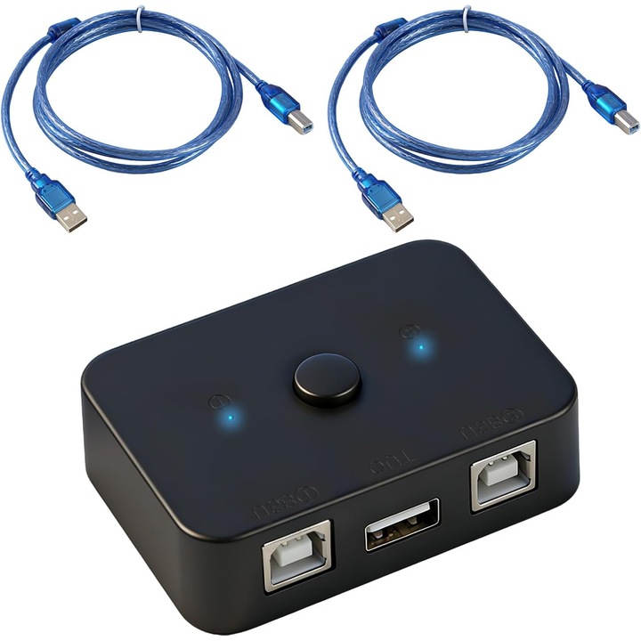 USB nyomtatókapcsoló 2 PC-hez, Hatékony megosztás, Kábelek mellékelve