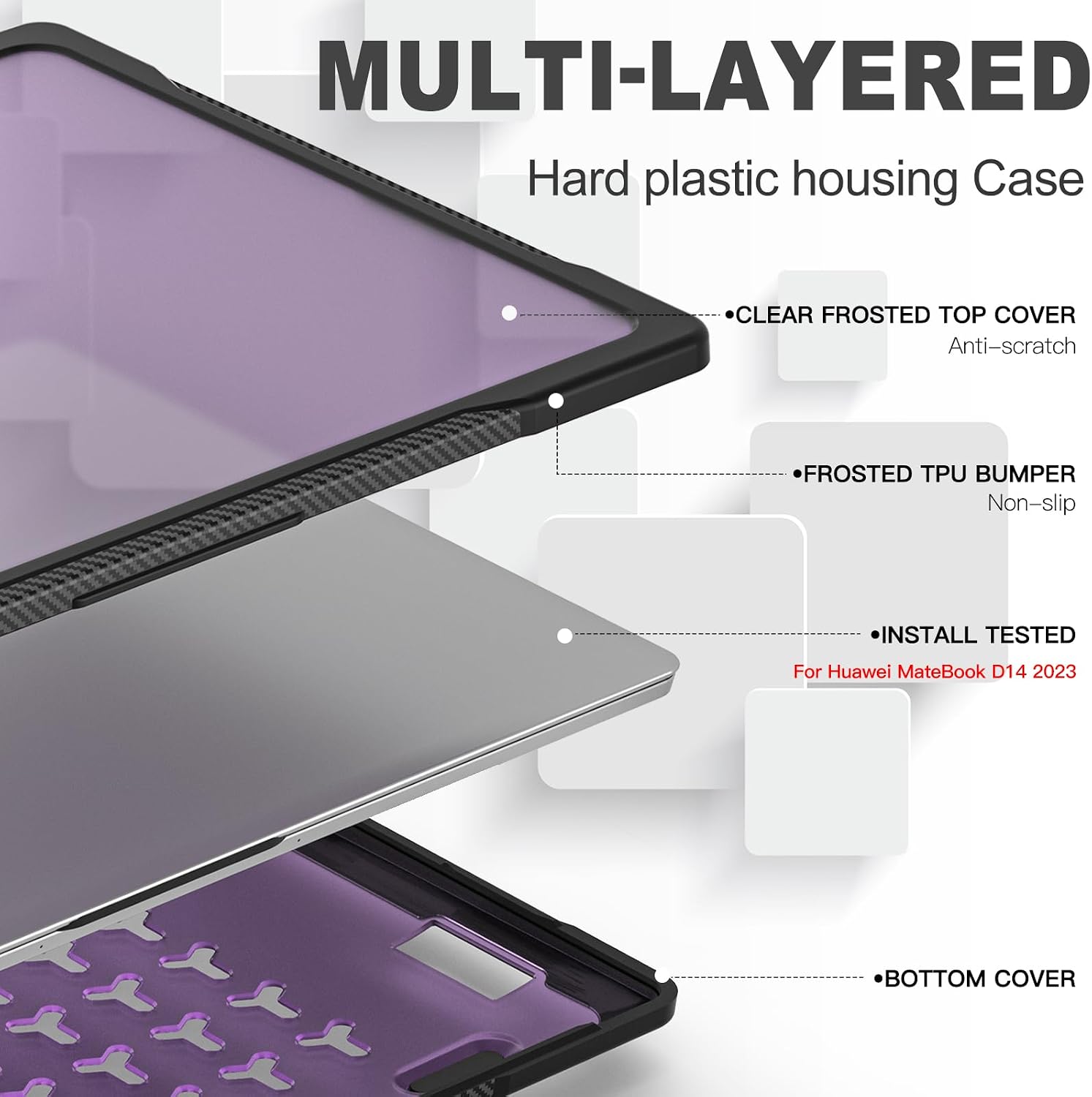 Carcasa Dura Huawei MateBook D14 2023, Protectie 360°, Rosu