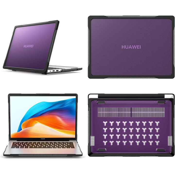 Carcasa Dura Huawei MateBook D14 2023, Protectie 360°, Rosu