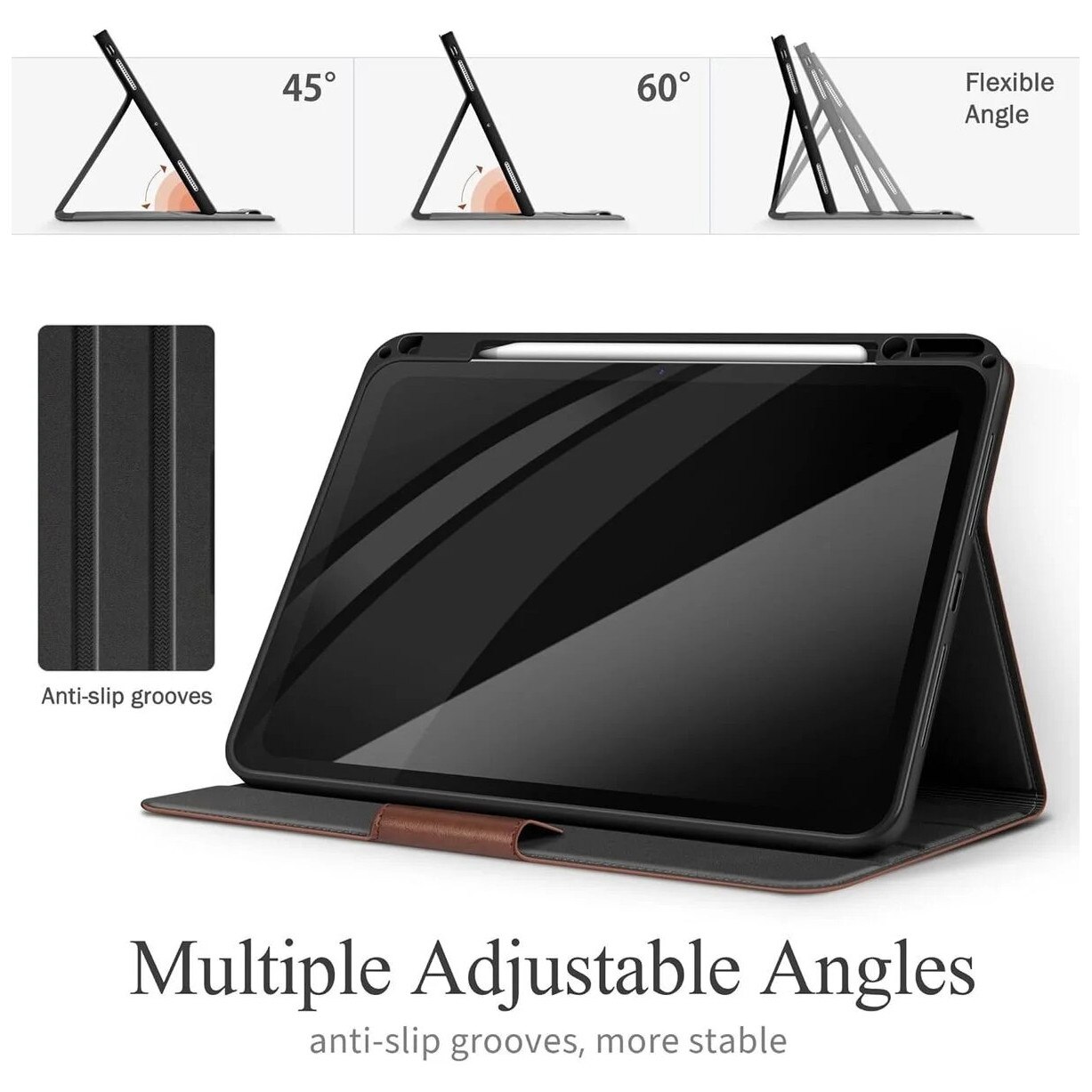 Carcasa pentru iPad Pro 13 Inch (M5/M4) 2025/2024, cu suport pentru creion si buzunar, multiple unghiuri de vizualizare