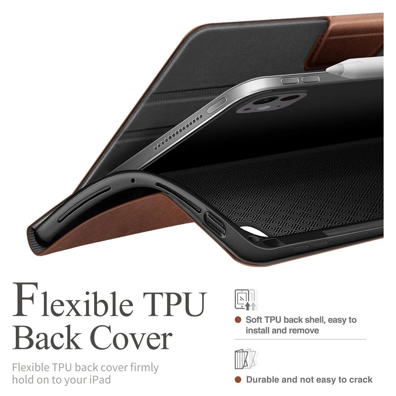 Carcasa pentru iPad Pro 13 Inch (M5/M4) 2025/2024, cu suport pentru creion si buzunar, multiple unghiuri de vizualizare