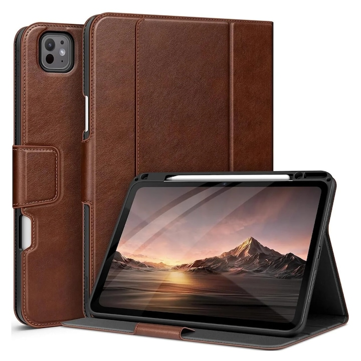 Carcasa pentru iPad Pro 13 Inch (M5/M4) 2025/2024, cu suport pentru creion si buzunar, multiple unghiuri de vizualizare