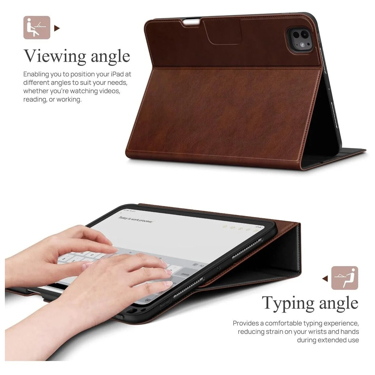Carcasa pentru iPad Pro 13 Inch (M5/M4) 2025/2024, cu suport pentru creion si buzunar, multiple unghiuri de vizualizare