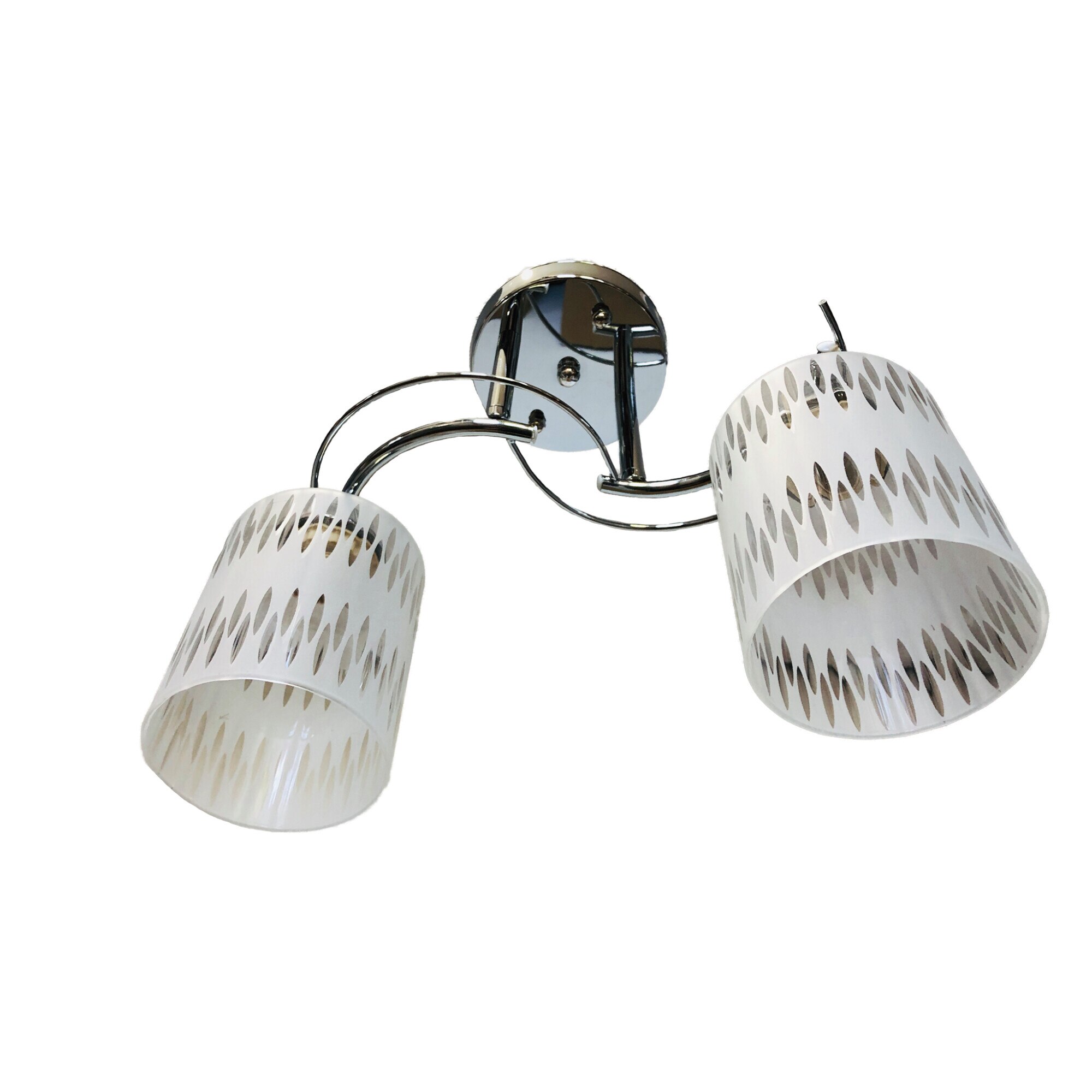 Lustra sfy 8424/2, Abajur alb-transparent, schelet crom, 2*e27