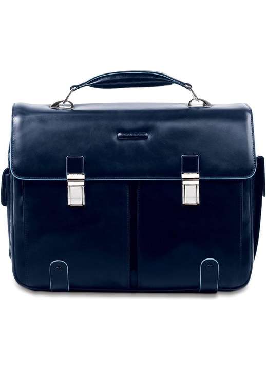 Елегантна ученическа чанта Piquadro Blue Square 17L от кожа