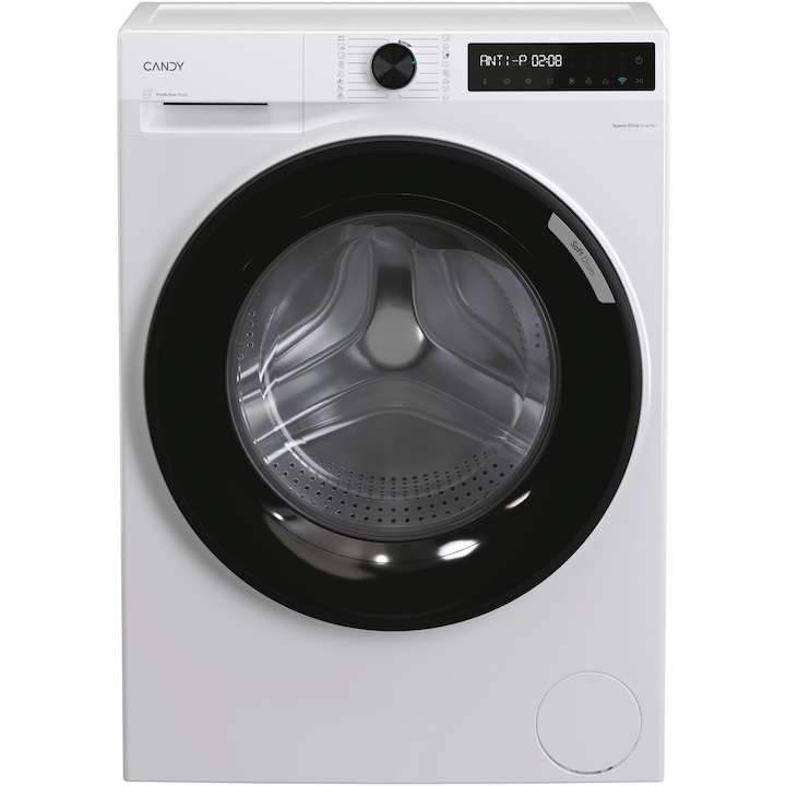 Masina de spalat rufe slim Candy BR 47SBL8-S, clasa A-20%,7 kg, 1400 rpm, Motor Inverter, ProActive Wash, WiFi/hOn app, xl soft drum, clean shield, alba