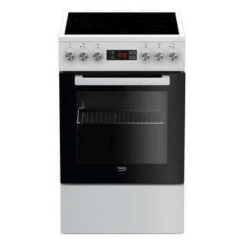 Aragaz electric BEKO FSM57300GW, 4 zone de gatit, Vitroceramica, 55L, 7 functii, SteamShine, 50 cm, Alb