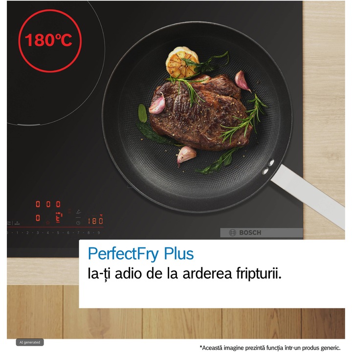 Plita incorporabila cu hota intergrata Bosch PVQ61AH26E, Inductie, 4 zone de gatit, Putere de absorbtie 595 mc/h, DirectSelect, PerfectFry Plus, CombiZone, Home Connect, Multitouch+, 17 trepte putere, 60 cm, Sticla negru mat - Imaginea 5 din 18