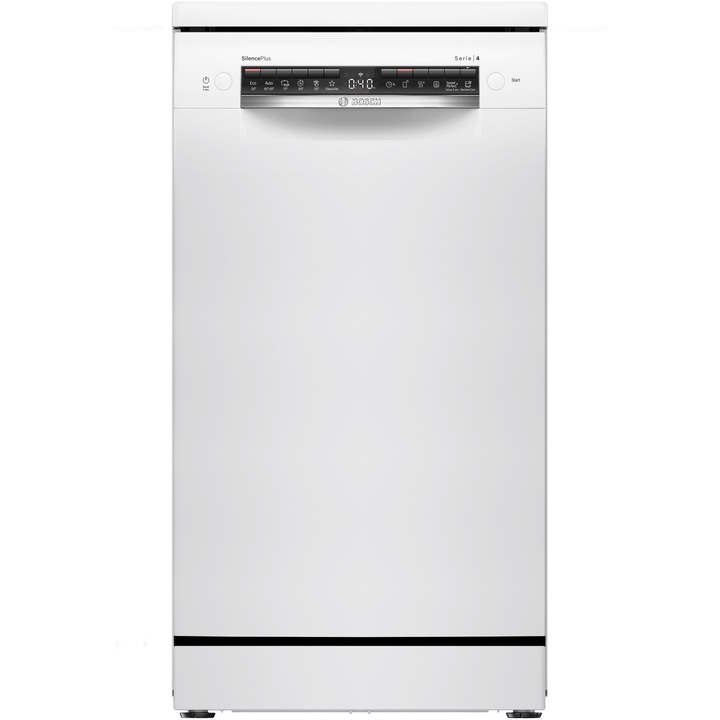 Masina de spalat vase Bosch SPS4HMW13E, 10 seturi, 6 programe, ExtraDry, DosageAssist, Silence Plus, Home Connect, Clasa D, 45 cm, Alb