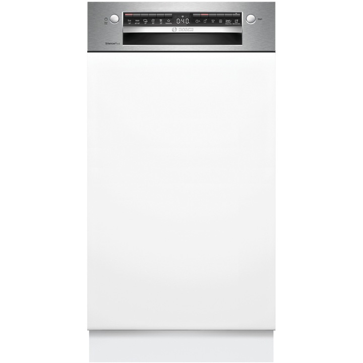 Masina de spalat vase semi-incorporabila Bosch SPI4HMS13E, 10 seturi, 6 programe, ExtraDry, HygienePlus, Silence on demand, Silence Plus, Home Connect, 45 cm, Clasa D
