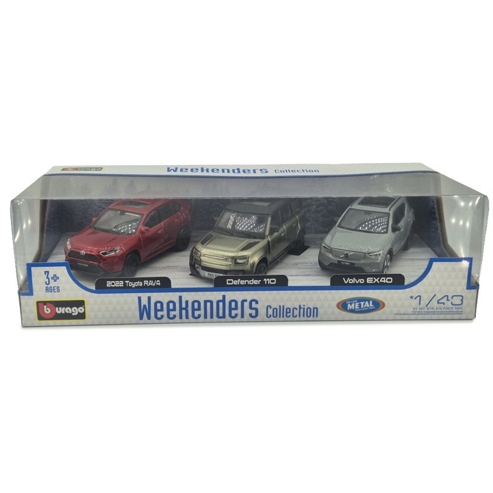3 részes szett - Toyota RAV 4 - Land Rover New Defender 110 - Volvo EX90 (2024) - Bburago - 1:43