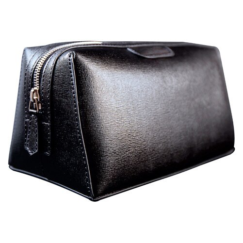 Port Cosmetice piele naturala Black negru striat