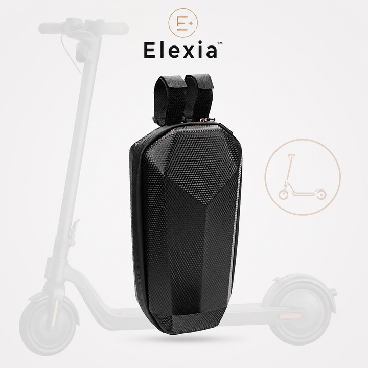 Geanta Trotineta Electrica ELEXIA® Tip Borseta, Capacitate Transport 4L, Material Premium Impermeabil, Rezistent la Apa, Fixare pe Ghidon, Universala, Potrivita pentru Xiaomi Mijia M365, Pro, Ninebot, Segway, Geanta Transport, Neagra