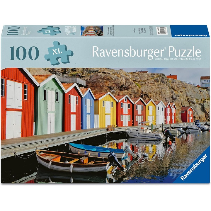 Puzzle Case cu Case Colorate in Suedia, 100 Piese XL pentru Seniori