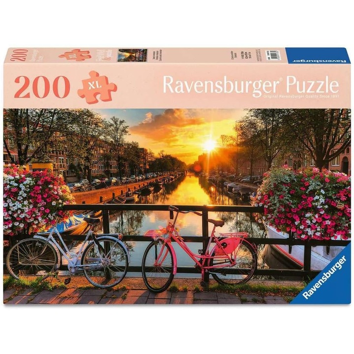 Puzzle Ravensburger 200 Piese - Biciclete in Amsterdam, Piese Mari