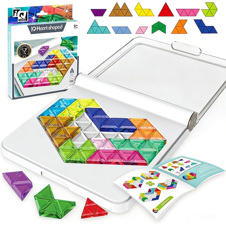 Puzzle Tangram Stea cu 6 Varfuri, 60 Provocari, Jucarie IQ