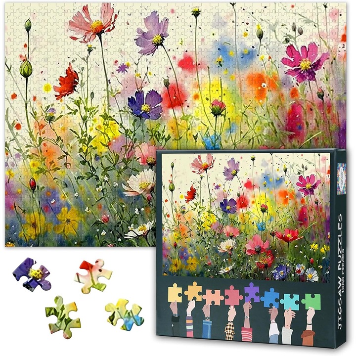 Puzzle Premium Flori 1000 Piese - Stil Pictura Cerneala, 50x70cm