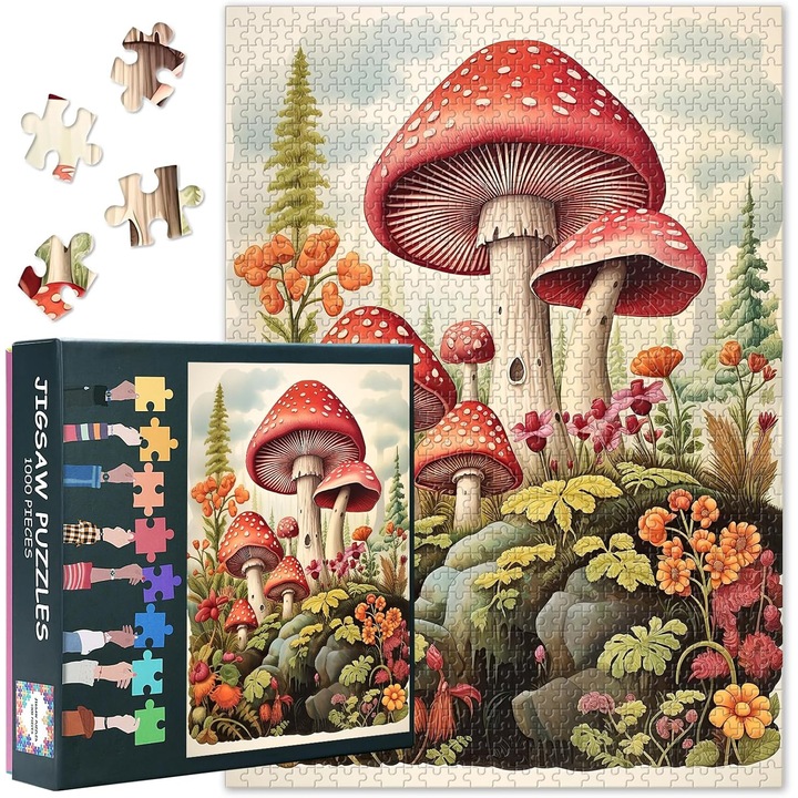 Puzzle 1000 Piese Adulti - Ciuperci Magice & Flori (50x70 cm)