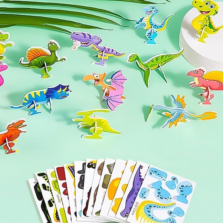 Set 25 Puzzle 3D Dinozauri pentru Copii, Decoratiuni Junglei