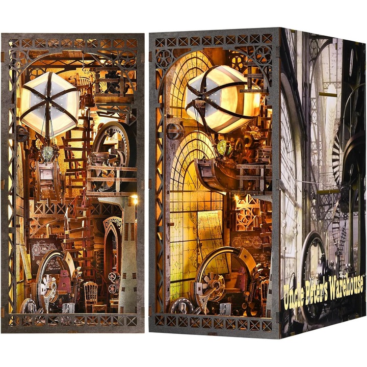 Kit Carte 3D Lemn - Miniatura Casa Carti DIY pentru Decorare Rafturi