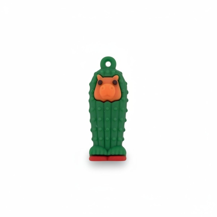 Breloc de Chei din Silicon, Leski, Figurina Brainrot Cacto Hipopotamo, 4 cm, Verde