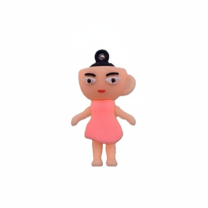 Breloc de Chei din Silicon, Leski, Figurina Brainrot Ballerina Cappuccina, 4 cm, Roz