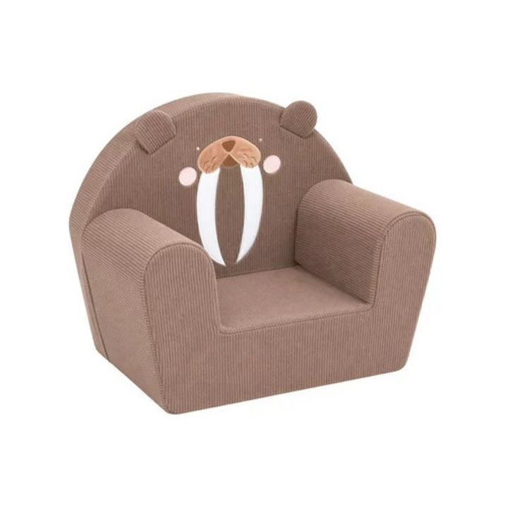 Fotoliu din burete, New Baby, Pentru copii, Din tesatura de catifea reiata, Cu husa detasabila, Materiale certificate Oeko Tex Standard 100, Morsa