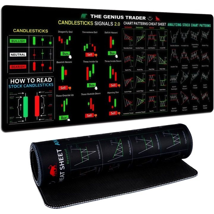 Mousepad XXL Trader 800x300mm, Model Bursa, Antiderapant, Calitate Superioara