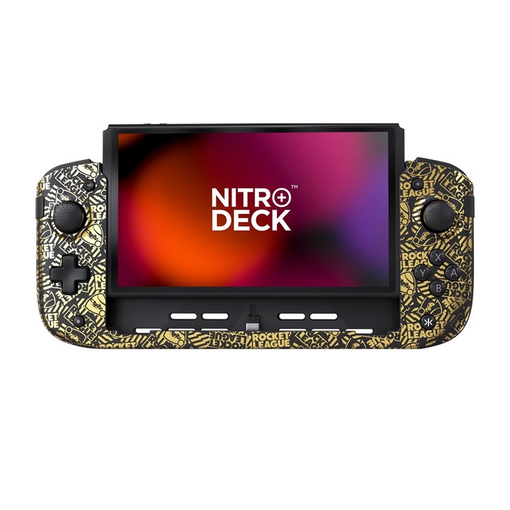 Геймпад за Nintendo Switch CRKD Nitro Deck+ Rocket League Gold Edition с калъф, с кабел, жълт и черен