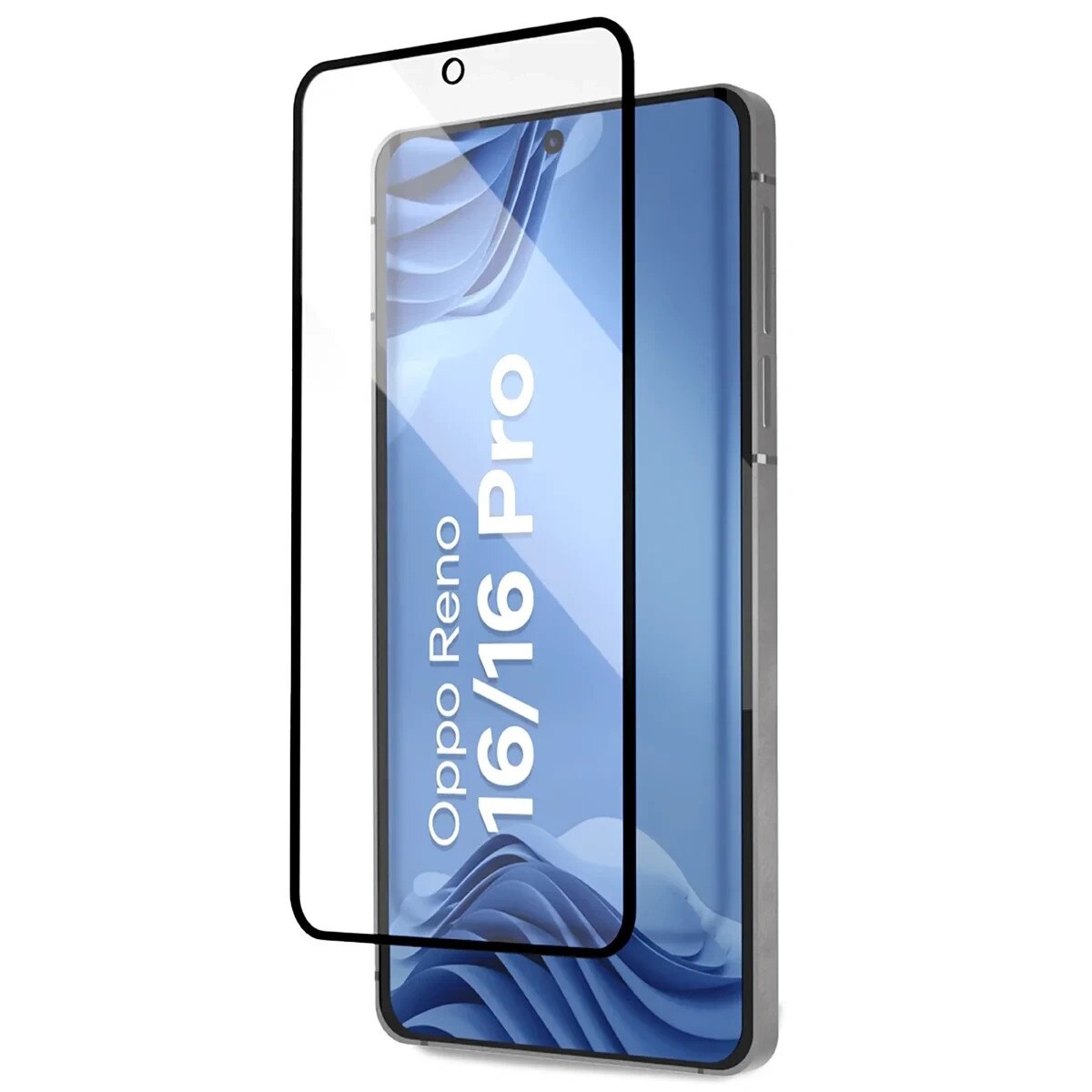 Set 2 folii sticla securizata Bizon Glass Aplikator Edge, Kit montare inclus, compatibile cu Oppo Reno 16 / 16 Pro, Negru