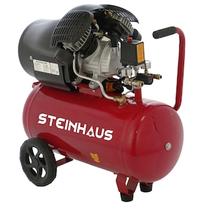 Въздушен компресор Steinhaus с 2 цилиндъра, 50 л, 2200 W, 3 к.с., 8 бара, 392 л/мин